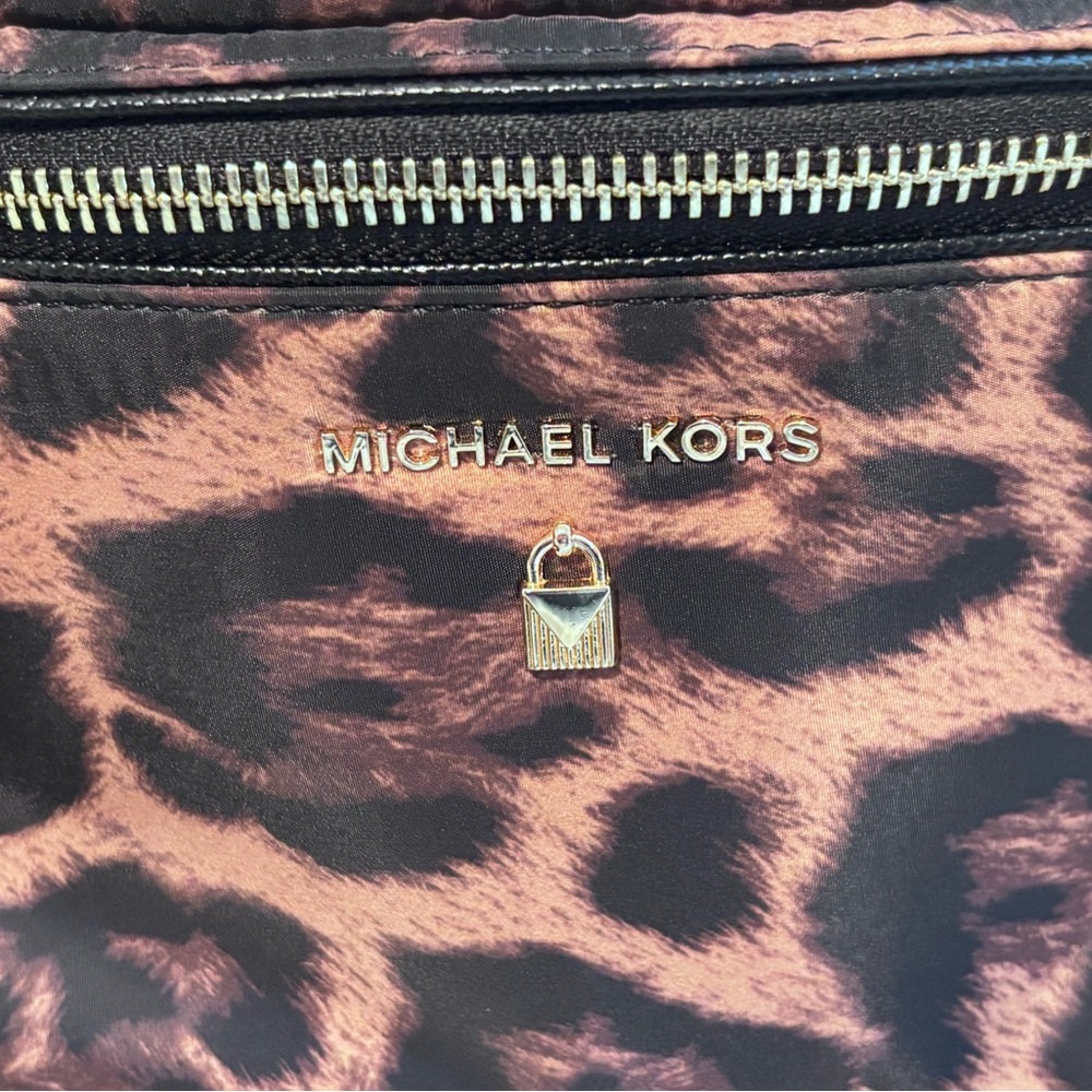 Michael Kors Brown and Black Leopard Print Crossbody Belt Bag - Picture 2 of 6